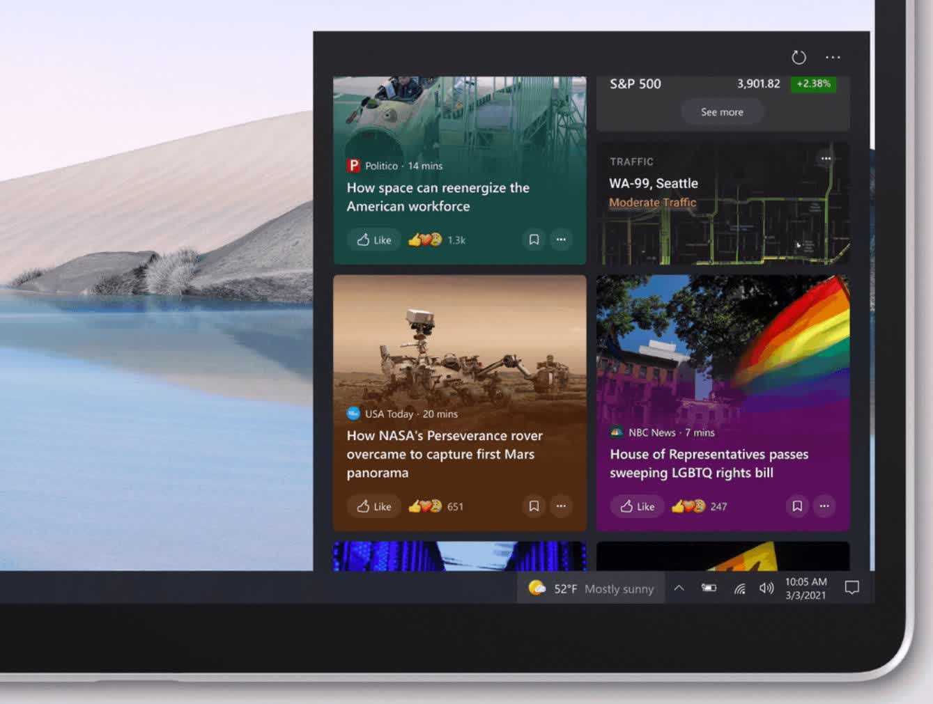 Microsoft will fix the blurry text on its recently added News and interests button