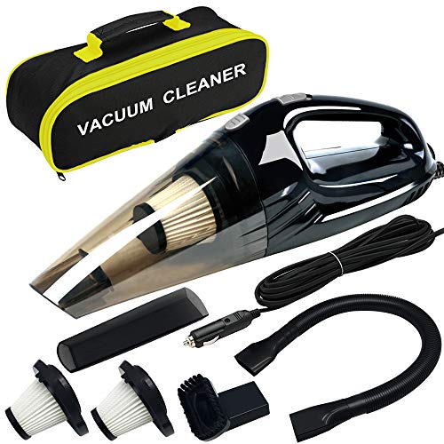 Les meilleurs aspirateurs de voiture en 2021 9 Aspirateur de voiture, aspirateur de voiture portable haute puissance ANKO DC 12V 120W, forte aspiration, utilisation humide et sèche, nettoyage rapide, avec cordon d'alimentation de 15 pieds, 2 filtres et sac de transport - Noir