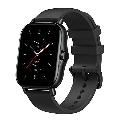 Montre intelligente Amazfit GTS 2 avec écran AMOLED de 1,65 ', GPS intégré, stockage de musique de 3 Go, autonomie de 7 jours, appels téléphoniques Bluetooth, 90 modes sportifs, suivi de la santé, résistant à l'eau, noir