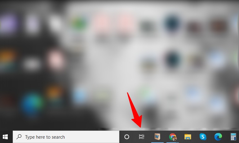 Comment utiliser plusieurs bureaux dans Windows 10 2 Capture d'écran du pointage de la vue Rask sur la barre des tâches dans Windows 10