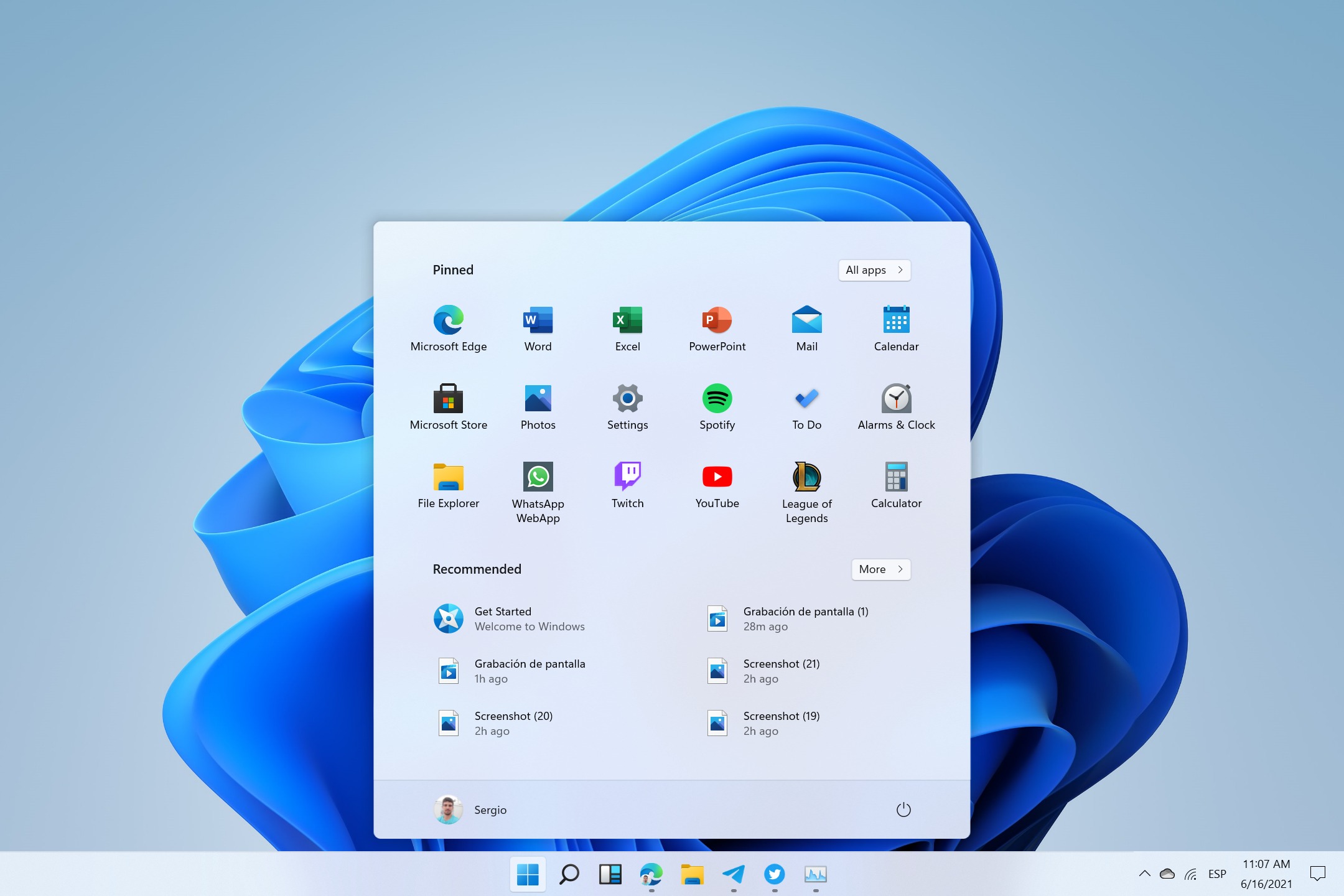 Fuite de Windows 11 : vidéo et premières impressions 2 Menu Démarrer de Windows 11