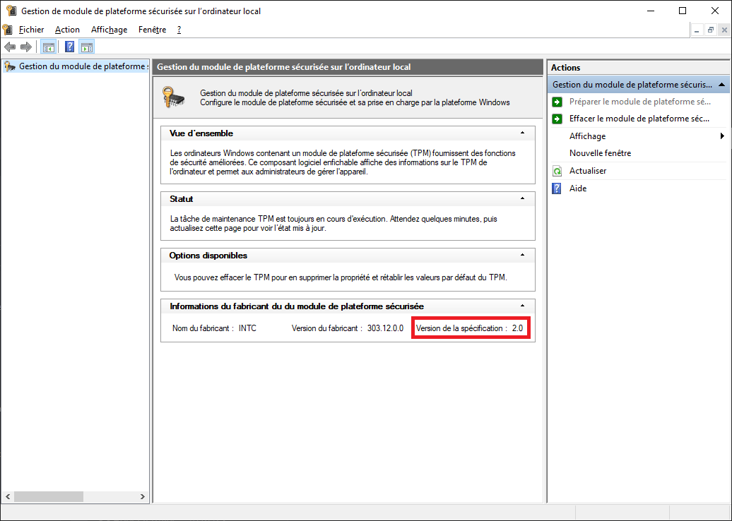 Comment activer TPM 2.0 et Secure Boot pour mettre à jour vers Windows 11 4 Tpm Version Enabled Windows 11 Installation Tpm.msc