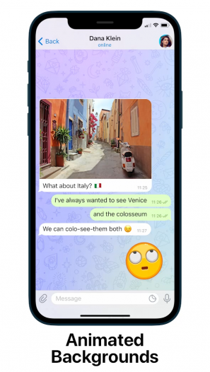 Capture d'écran du changement de fond d'écran pendant le chat dans Telegram