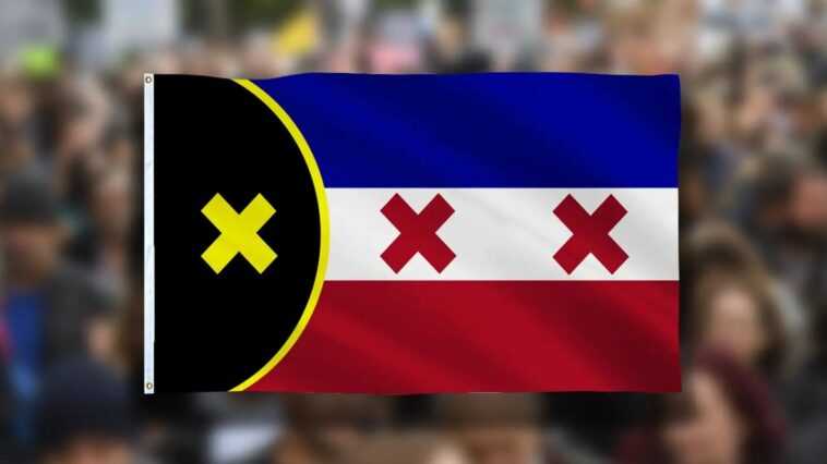 Il se rend à un rassemblement anti-vax avec le "Freedom Flag", mais c'est en fait un drapeau Minecraft 1 Il Se Rend à Un Rassemblement Sans Vax Avec Le