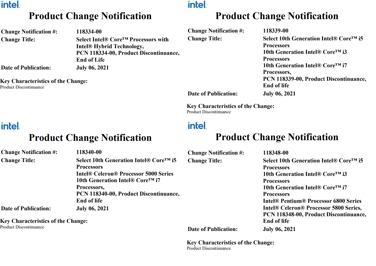 Intel arrête les processeurs pour ordinateurs portables Core, Lakefield, Celeron et Pentium de 10e génération 2 Intel arrete les processeurs pour ordinateurs portables Core Lakefield Celeron