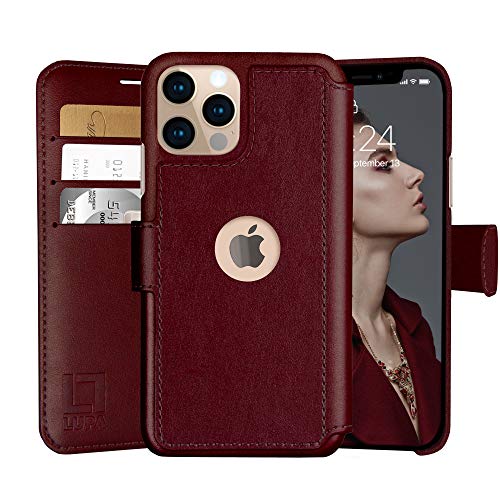 Meilleurs étuis portefeuille de la série iPhone 12 pour 2021 2 LUPA Étui Portefeuille pour iPhone 12/12 Pro - Étui à Rabat Fin pour iPhone 12/12 Pro avec Porte-Carte de Crédit, pour Femme et Homme, Étuis Portefeuille en Simili Cuir pour iPhone 12/12 Pro avec Fermeture Magnétique, Bordeaux