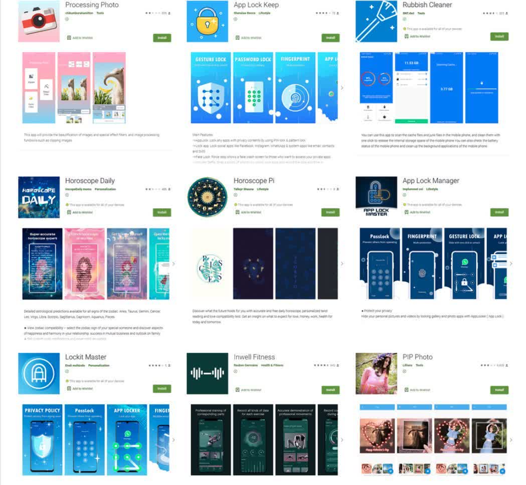 Neuf applications avec 5,8 millions de téléchargements supprimées du Google Play Store pour avoir volé des mots de passe Facebook 2 Neuf applications avec 58 millions de telechargements supprimees du Google