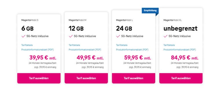 Tarifs Mobile Unlimited dans l'aperçu Magenta Mobil XL & Co 2 Tarifs Mobile Unlimited dans lapercu Magenta Mobil XL Co
