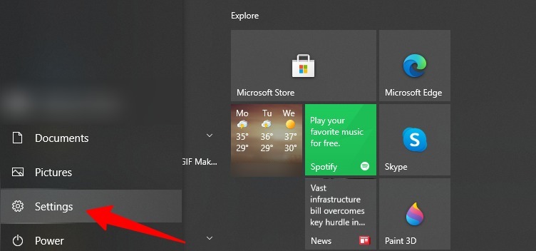 Comment désactiver les notifications dans Windows 10 3 Capture d'écran de l'onglet Paramètres dans Windows 10