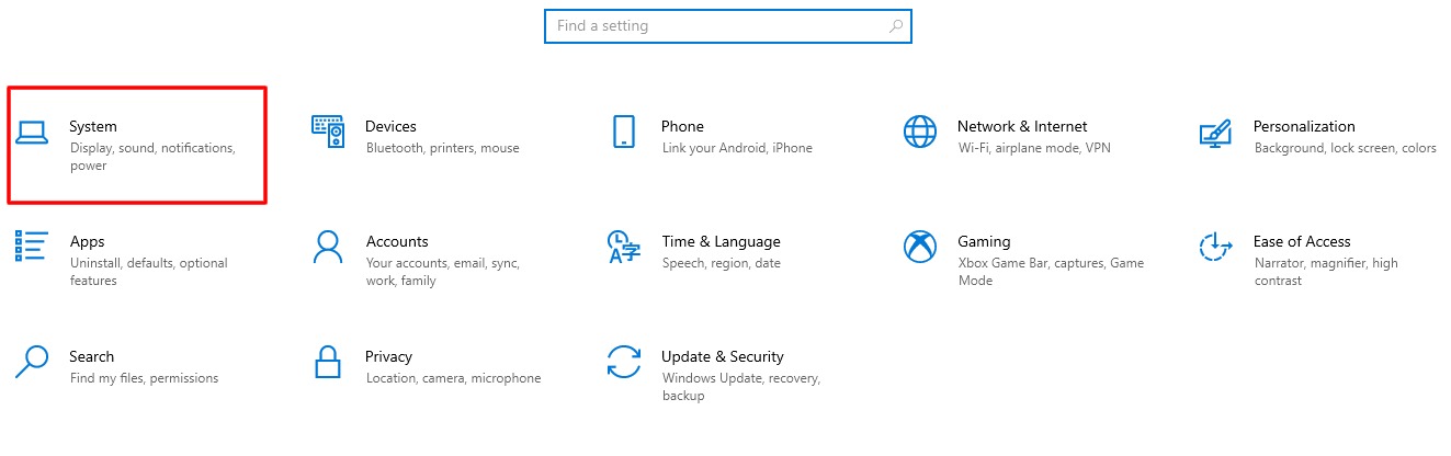 Comment désactiver les notifications dans Windows 10 4 Capture d'écran de l'onglet Système dans Windows 10
