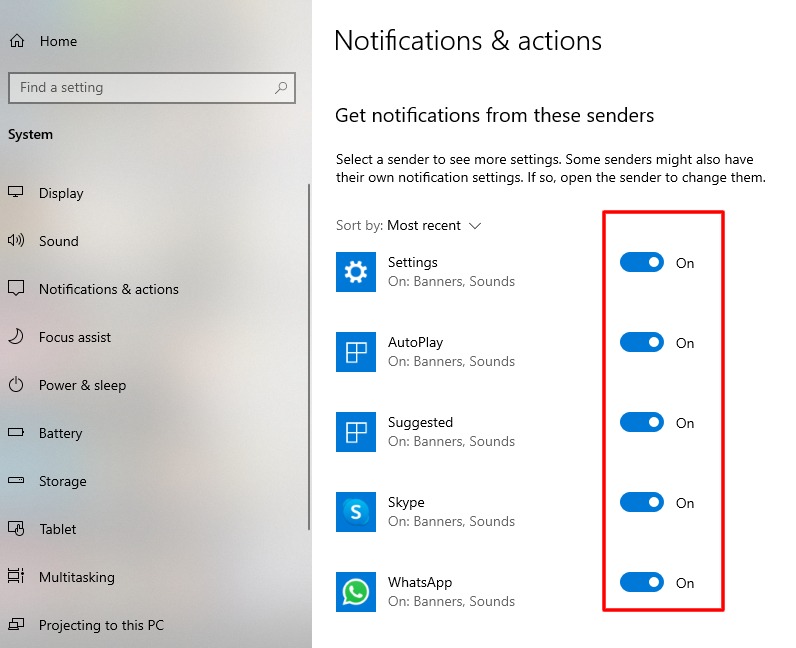 Comment désactiver les notifications dans Windows 10 8 Capture d'écran de la notification de désactivation d'une application spécifique dans Windows 10