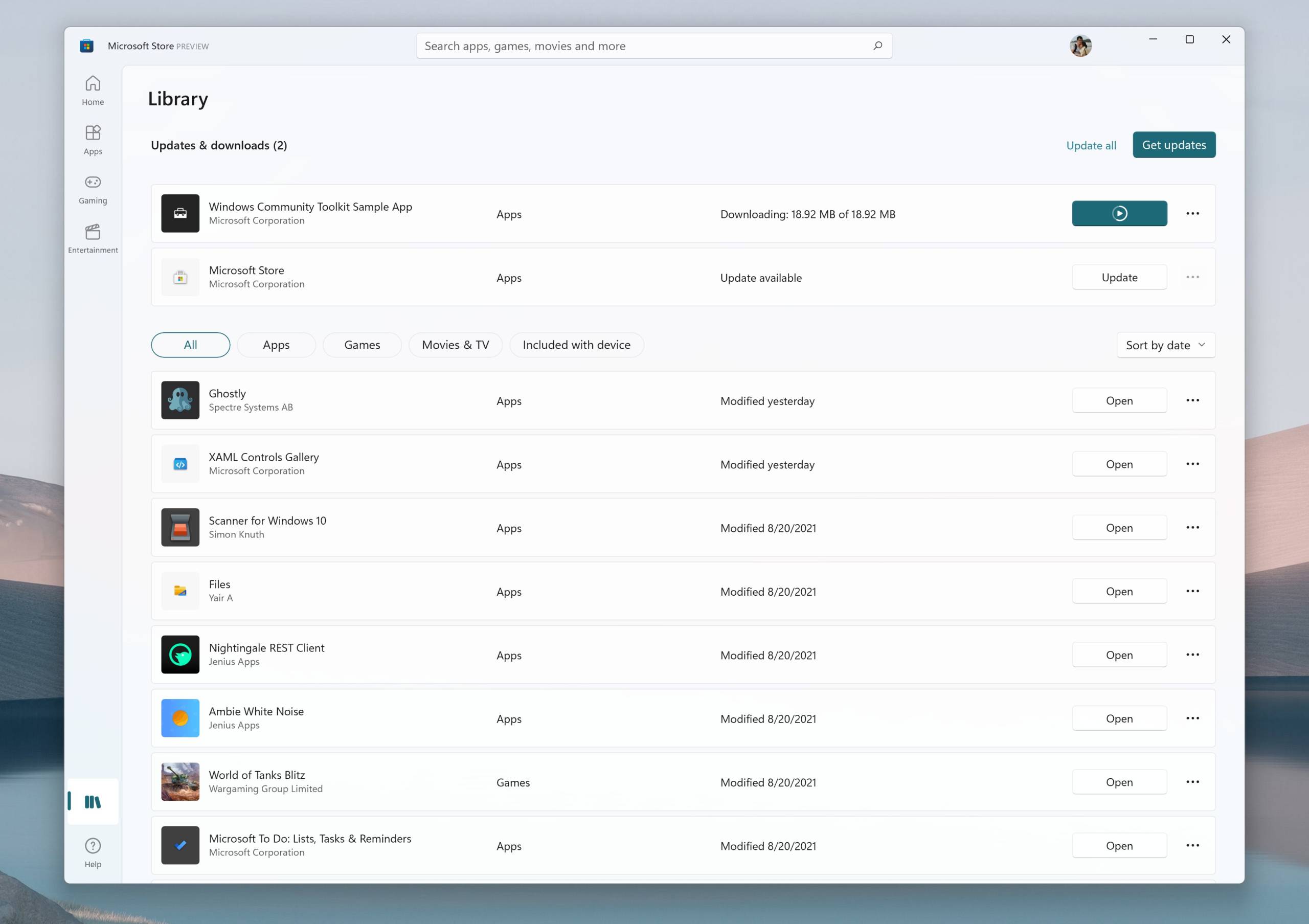 Windows 11 (Build 22000.168): quoi de neuf et comment le télécharger 3 Bibliothèque du Microsoft Store