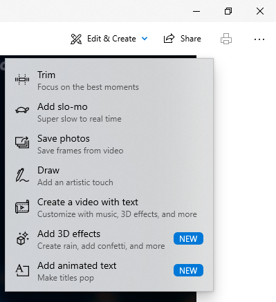 Comment utiliser l'éditeur de vidéo caché dans Windows 10 4 capture d'écran des fonctionnalités de l'éditeur vidéo Windows 10