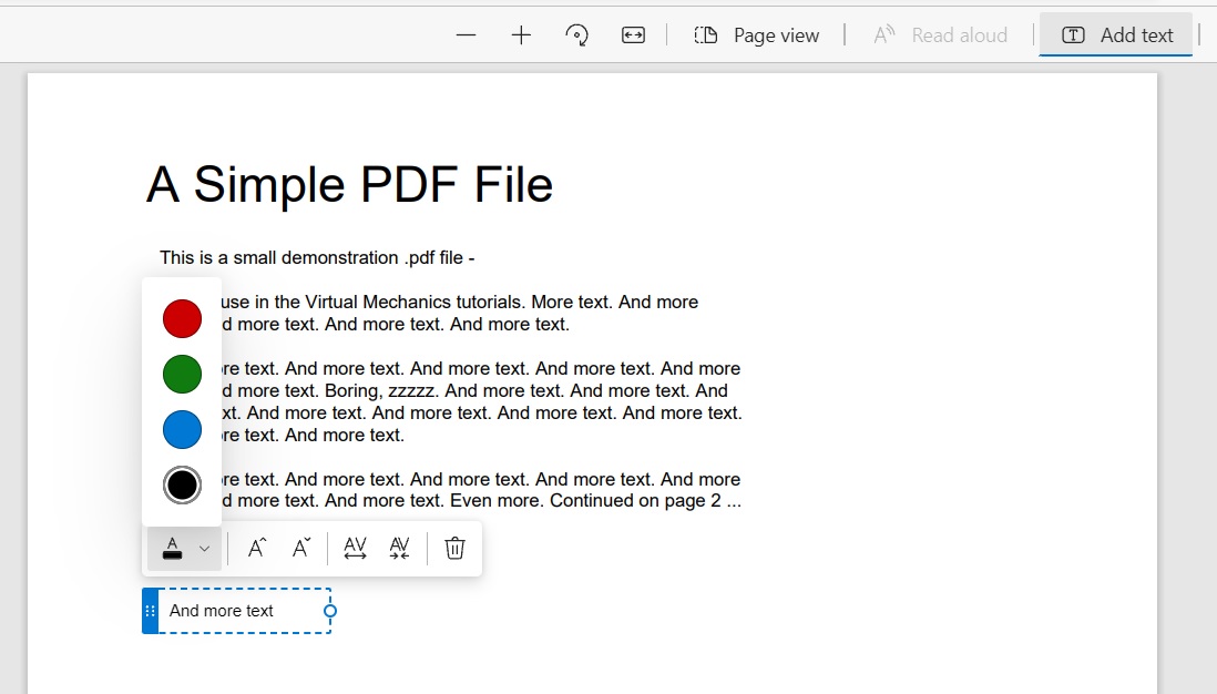 Microsoft Edge permettra très bientôt d'ajouter du texte au PDF 2 Ajouter du texte dans Microsoft Edge