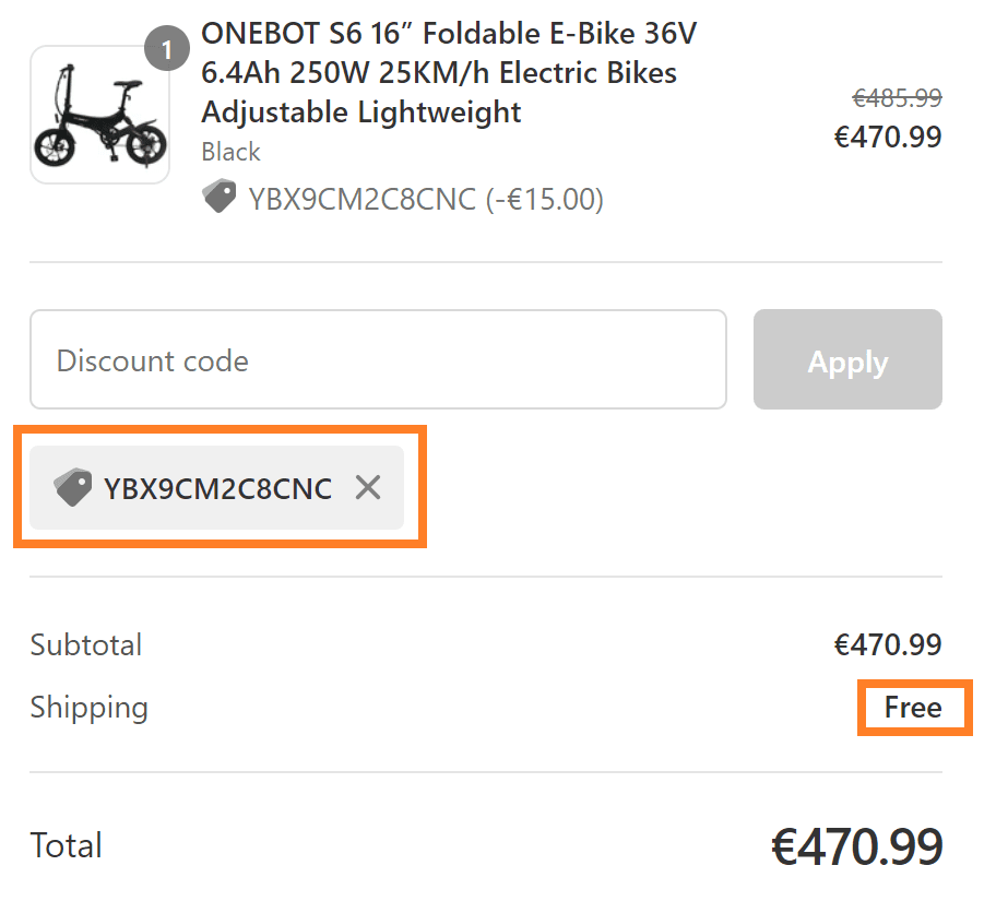 Onebot S6: Le fameux vélo électrique pliable, compact, grande autonomie en promotion + livraison gratuite 3 Onebot S6 Coupon Reduction Code