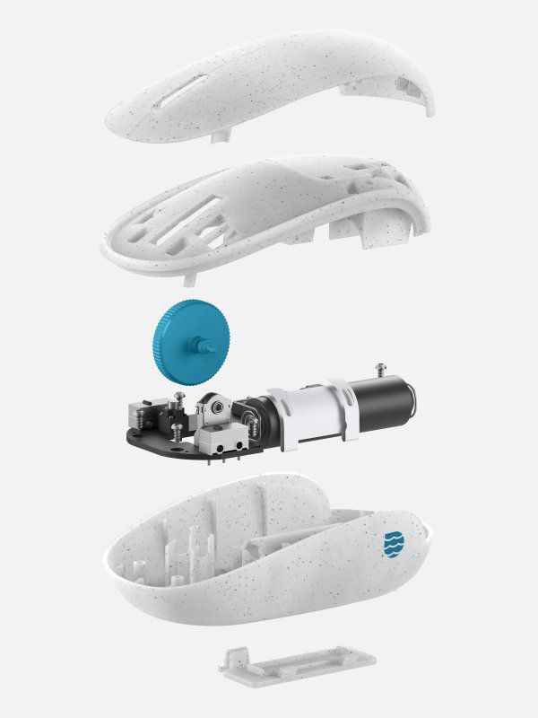 Souris en plastique océan (explosée verticalement)