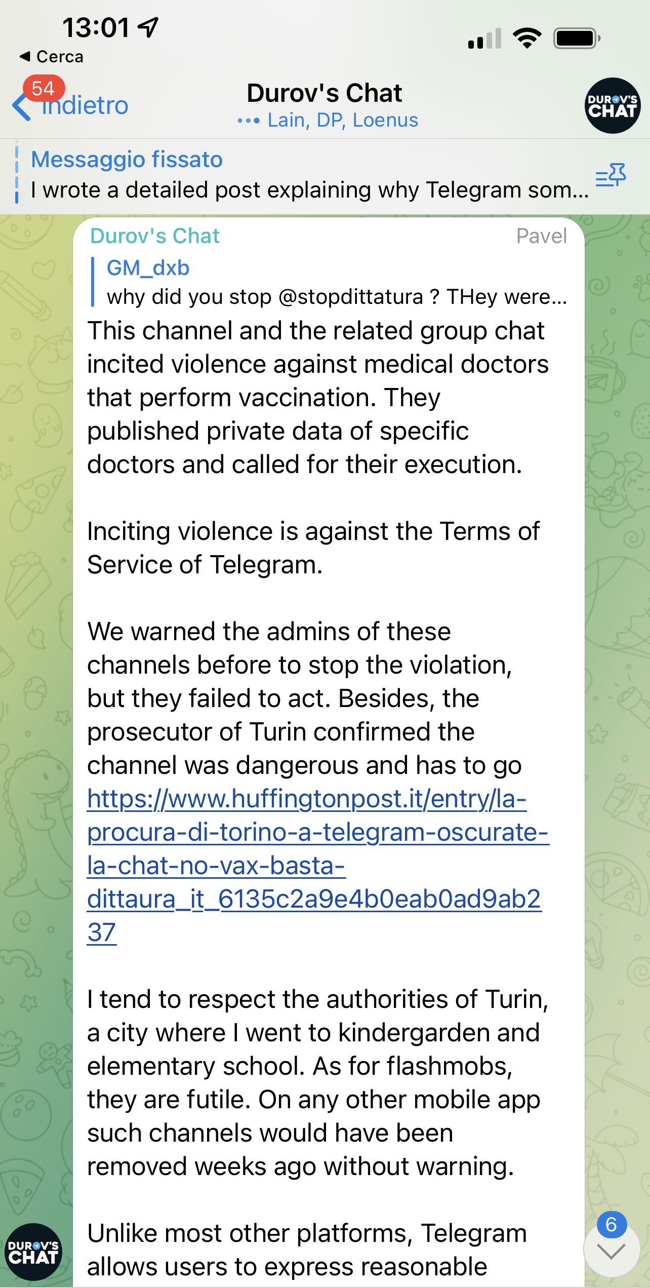 Le fondateur de Telegram sur la fermeture de la chaîne « Enough Dictatorship » : « Il a violé nos règles » 2 1632829865 588 Le fondateur de Telegram sur la fermeture de la chaine