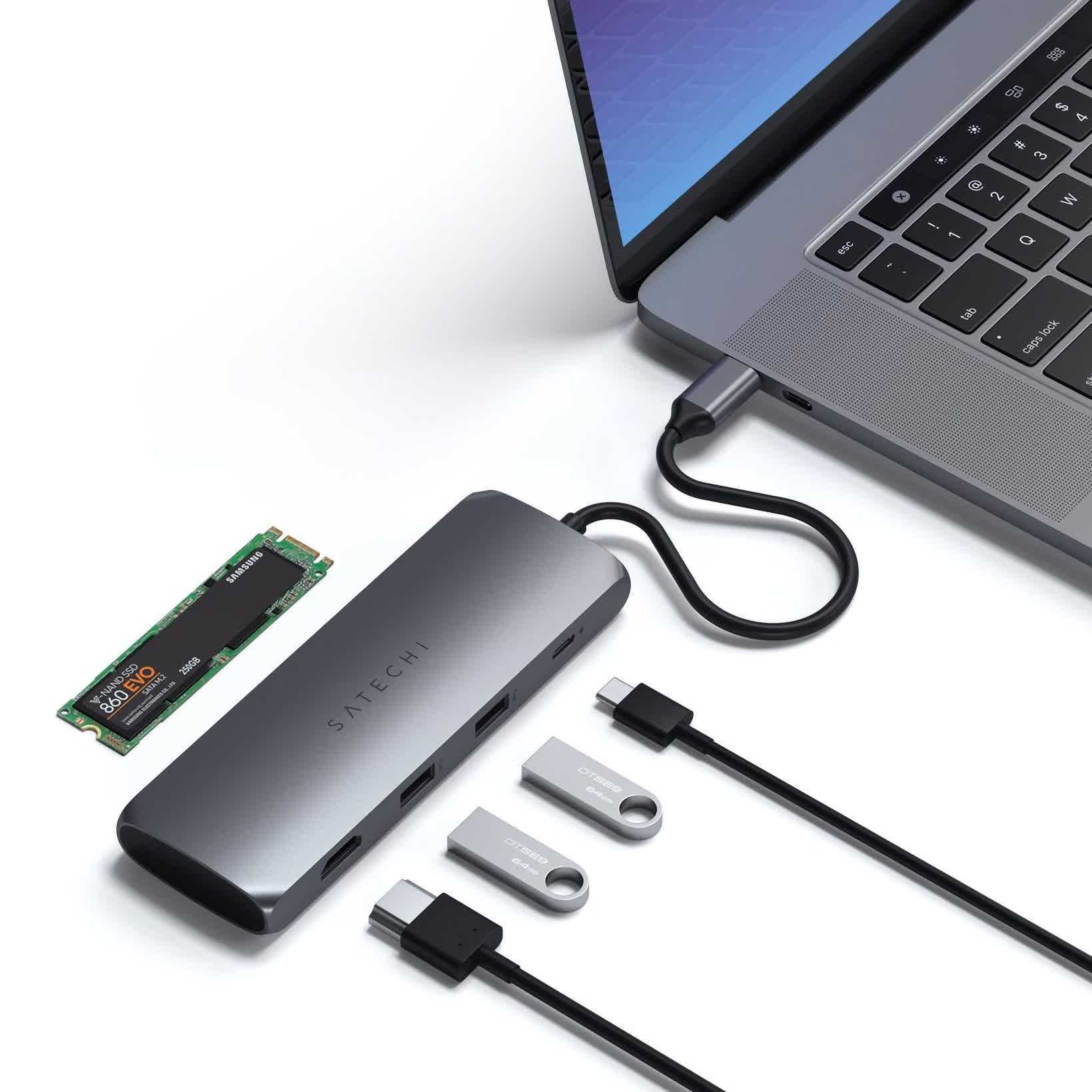 Le Concentrateur Usb De Satechi Contient Un Emplacement De Stockage
