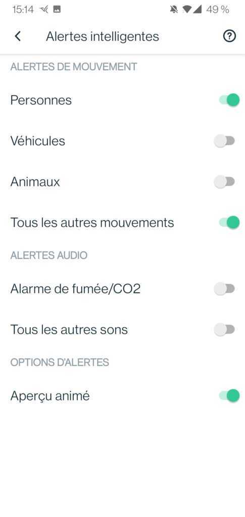 Arlo TEST du kit de sécurité/surveillance (Caméra Ultra 2, Indoor et Sonnette) 80 Arlo Ultra 2 Application Alerte Mouvement