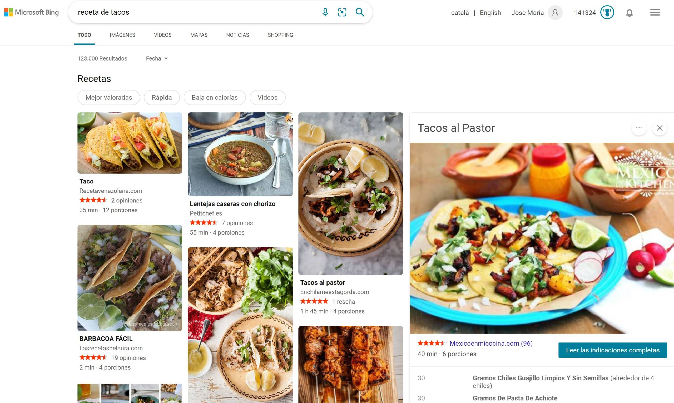 Bing, un moteur de recherche qui ne cesse de grandir, même si on ne s'en aperçoit pas 2 Recettes de tacos sur Bing