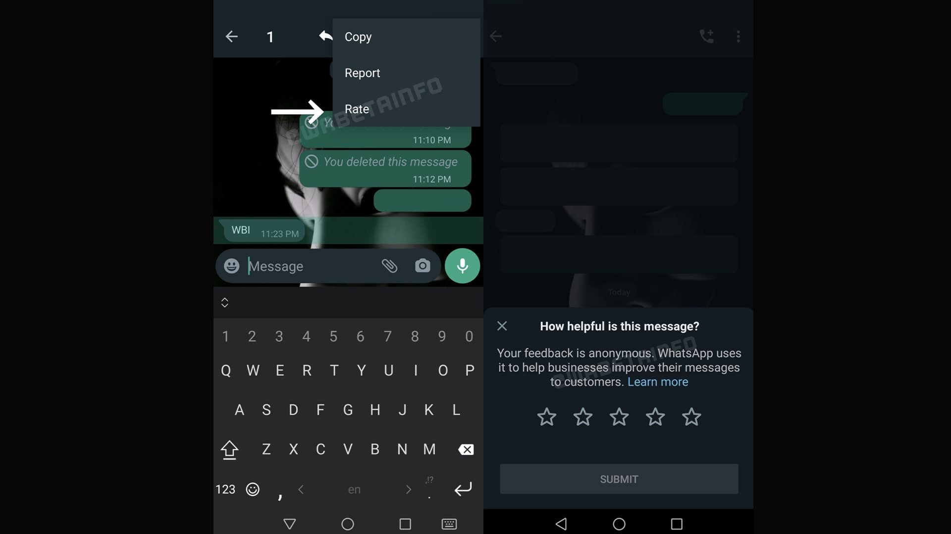 Comment fonctionne la nouveauté de WhatsApp pour évaluer les messages que vous recevez 2 La nouvelle fonctionnalité WhatsApp arrive (Photo : WABetaInfo)