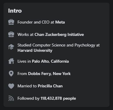 Facebook évolue en Meta 3 Profil Facebook de Mark Zuckerberg