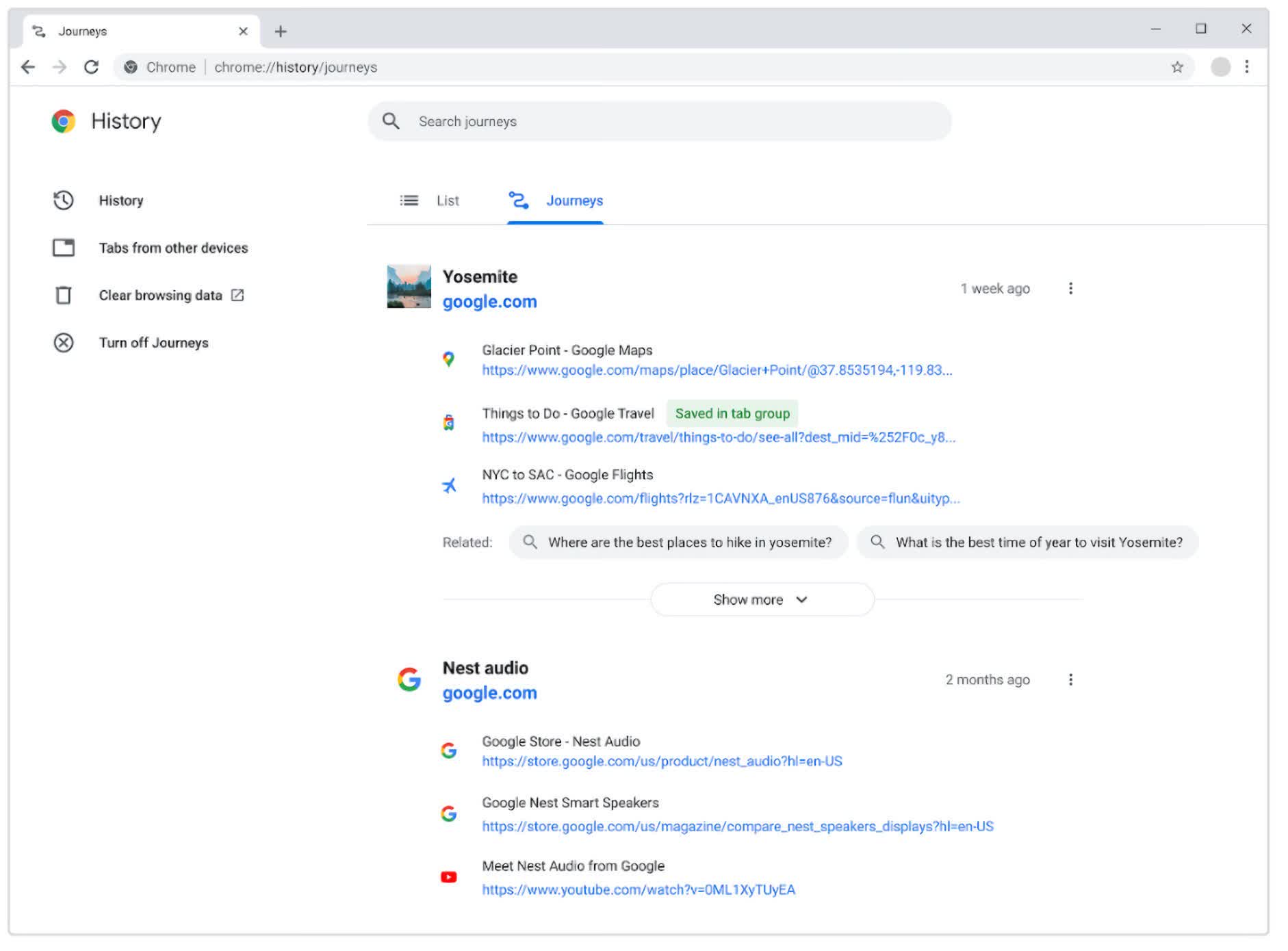 La fonctionnalité expérimentale de Chrome « Voyages » regroupe l'historique de navigation récent par sujet pour une recherche plus facile 2 La fonctionnalite experimentale de Chrome Voyages regroupe lhistorique de navigation