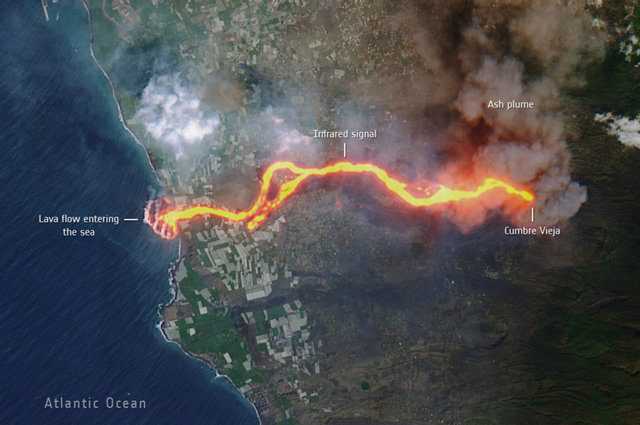 L'éruption des Canaries vue de l'espace : le serpent de feu du volcan à l'océan Atlantique 1 L'éruption Des Canaries Vue De L'espace : Le Serpent De