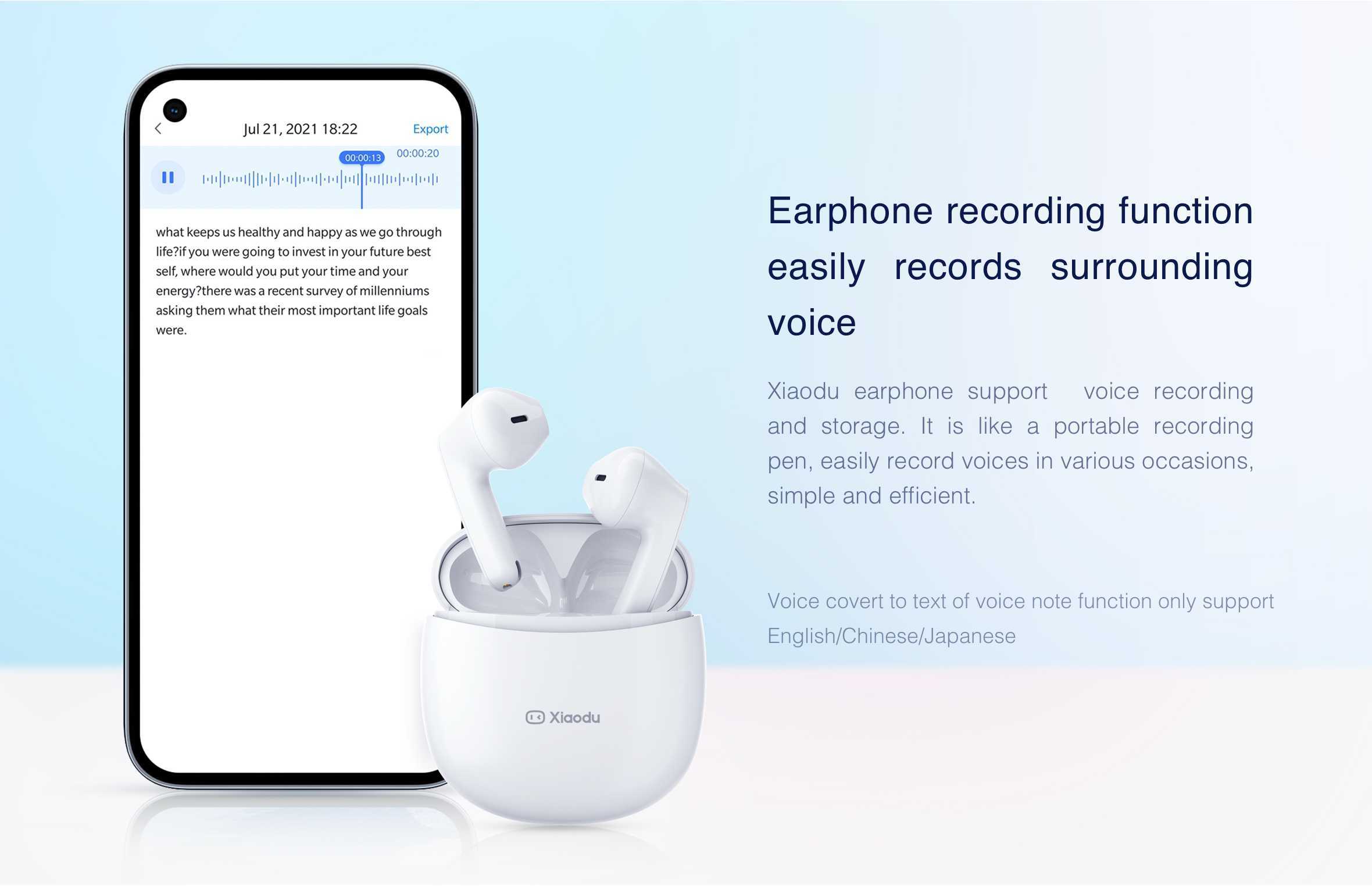Xiaodu Du Smart Buds en Test: De très bons écouteurs bluetooth sous les 18€ ? 19 Xiaodu Du Smart Buds Transcription