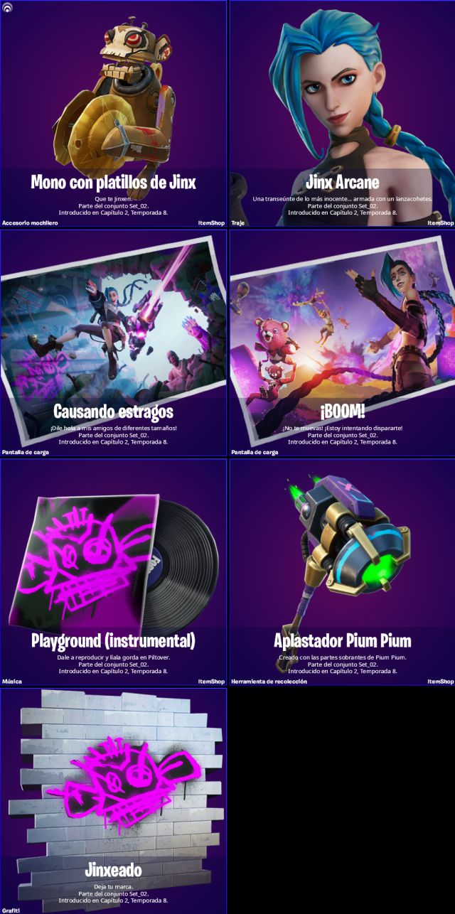Jinx de League of Legends arrive sur Fortnite, comment avoir sa skin ? 3 fortnite épisode 2 saison 8 skin jinx arcane league of legends