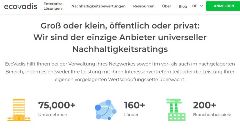 Smartphones durables : vous êtes sollicités ! 6 Capture d'écran du site Ecovadis