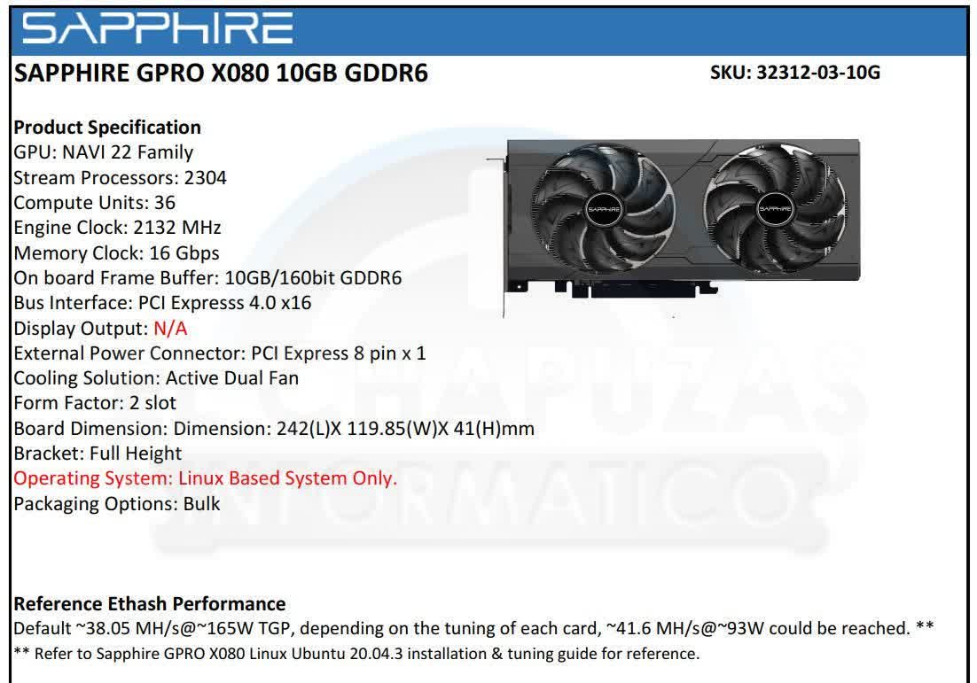 Les cartes minières basées sur le RDNA 2 de Sapphire révélées 3 1638273616 540 Les cartes minieres basees sur le RDNA 2 de Sapphire