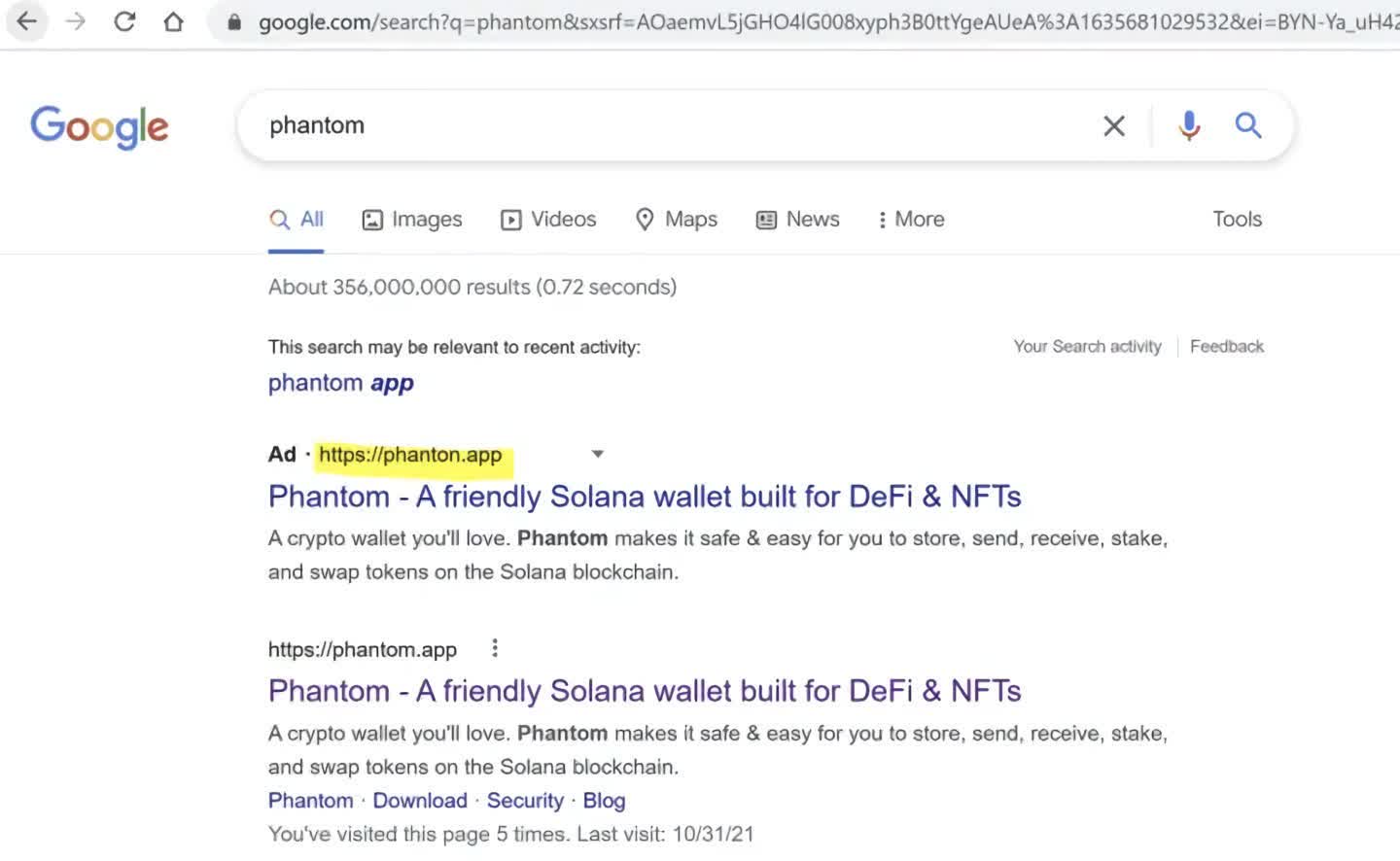 Les escrocs volent plus de 500 000 $ en utilisant Google Ads pour de faux portefeuilles cryptographiques 2 Les escrocs volent plus de 500 000 en utilisant