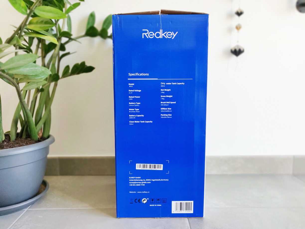Redkey W12 en TEST: L'aspirateur balai serpillière 3 en 1 4 Redkey W12 Boite Cote Droite