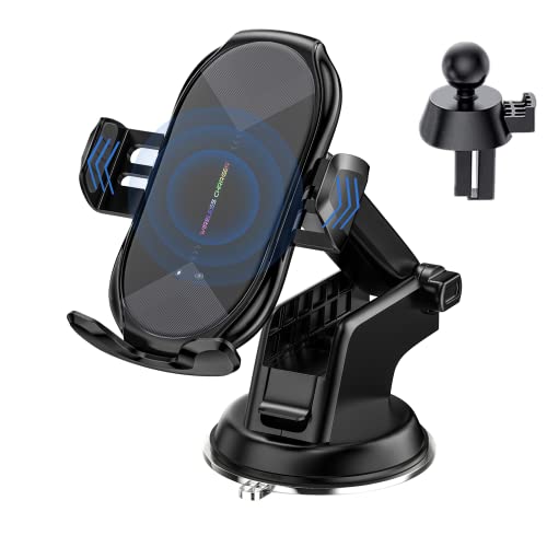 9 meilleurs supports de téléphone de voiture en 2021 7 Chargeur de voiture sans fil, support de téléphone de voiture à serrage automatique à charge rapide Qi 10 W, support de téléphone de voiture pour tableau de bord de pare-brise d'aération, support de téléphone à ventouse à bras long pour iPhone Samsung LG