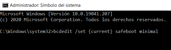 Commande Windows 10 pour démarrer en mode sans échec