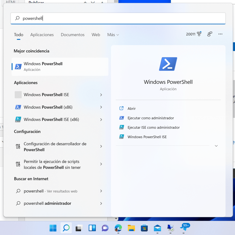 Comment désinstaller toutes les applications préinstallées de Windows 11 2 Recherche de PowerShell à partir de la recherche Windows 11