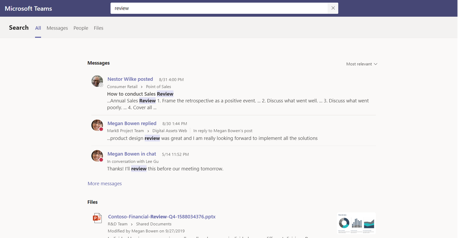 La recherche Microsoft Teams reçoit une mise à jour majeure 2 Page "Tous" de Microsoft Teams