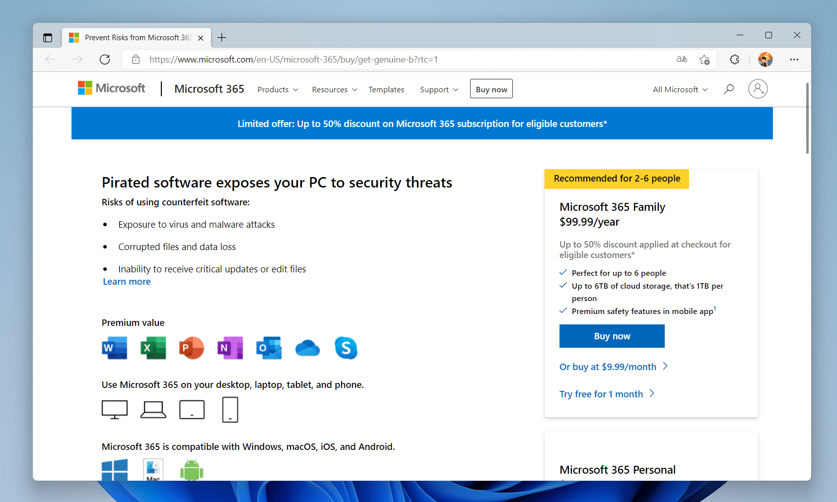 Microsoft essaie de convertir les utilisateurs piratés en abonnés légaux de Microsoft 365 3 Bureau à 50% de rabais