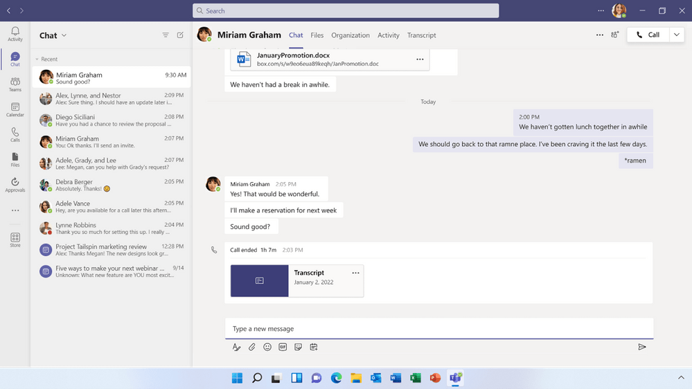 Quoi de neuf dans Microsoft Teams au cours du mois de janvier 4 Transcription des appels dans Teams