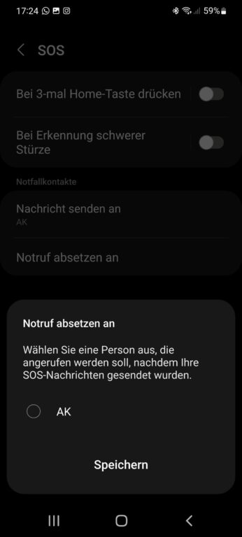 Configurer la détection de chute sur la Samsung Galaxy Watch4 : voici comment procéder 2 Sélectionne le contact à contacter via un appel d'urgence. (Capture d'écran)