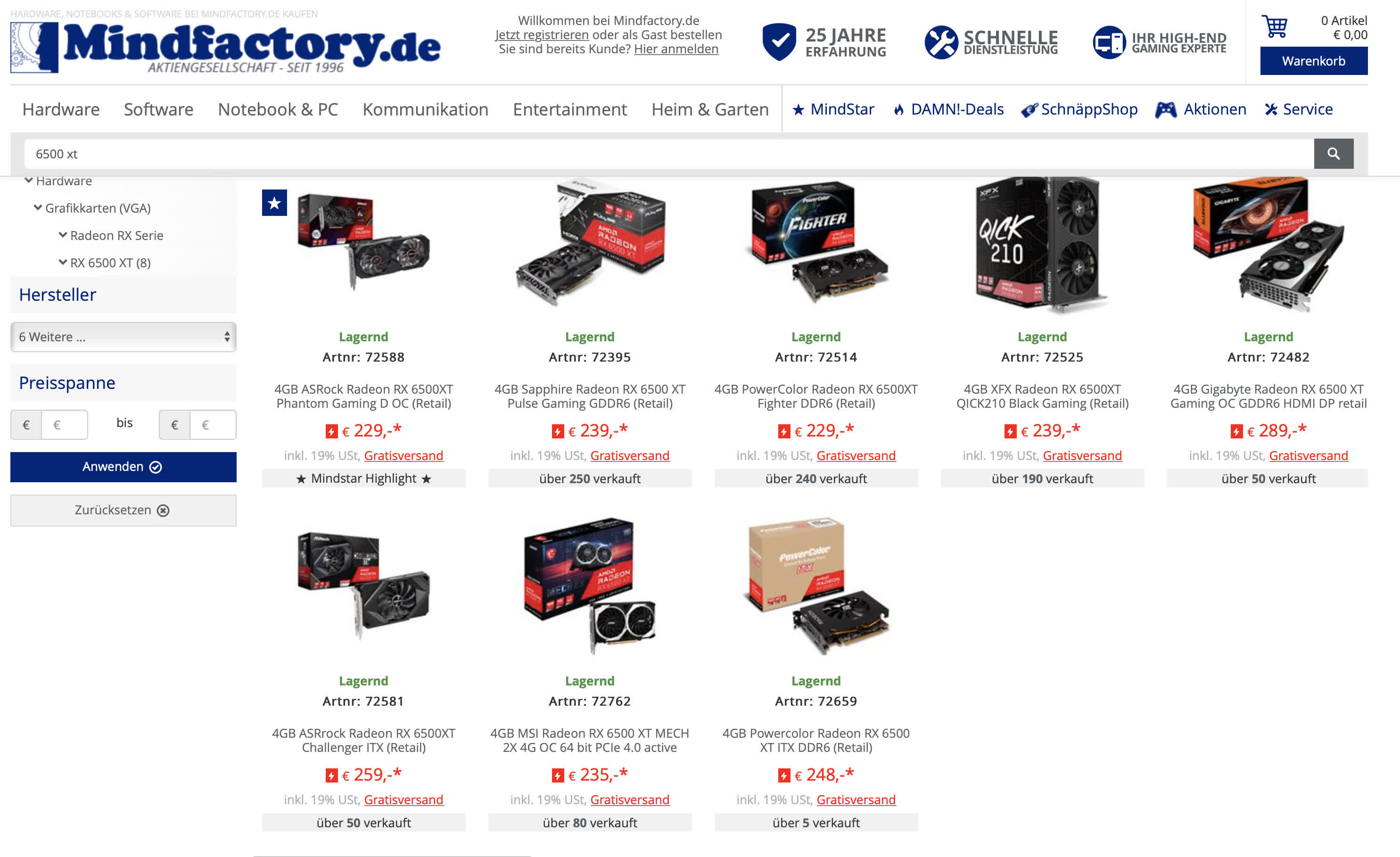 Les GPU AMD Radeon RX 6500 XT se vendent brièvement en dessous du PDSF en Europe 2 Les GPU AMD Radeon RX 6500 XT se vendent brievement