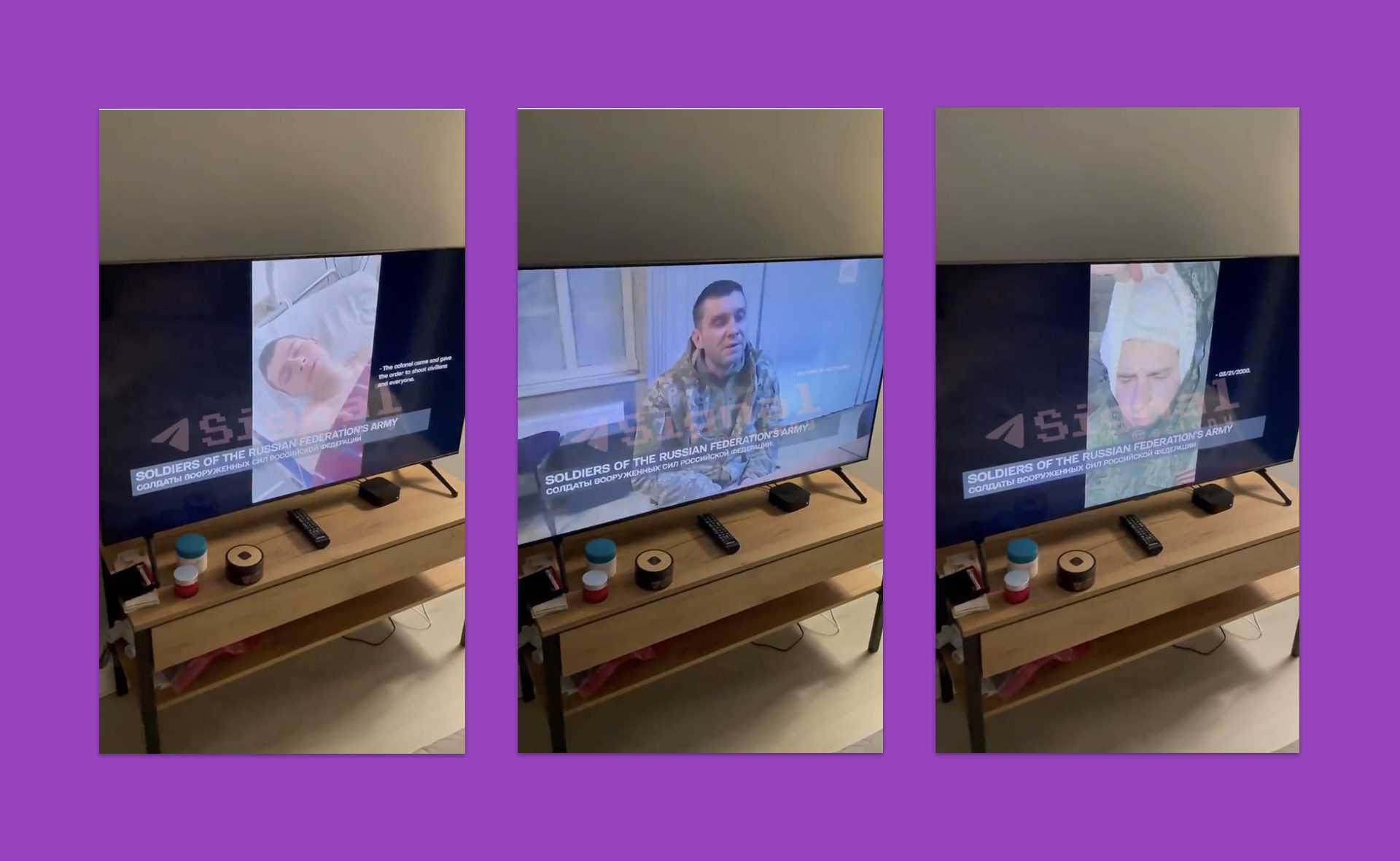 Anonymous Pirate La Télévision Russe Et Montre Des Soldats Russes