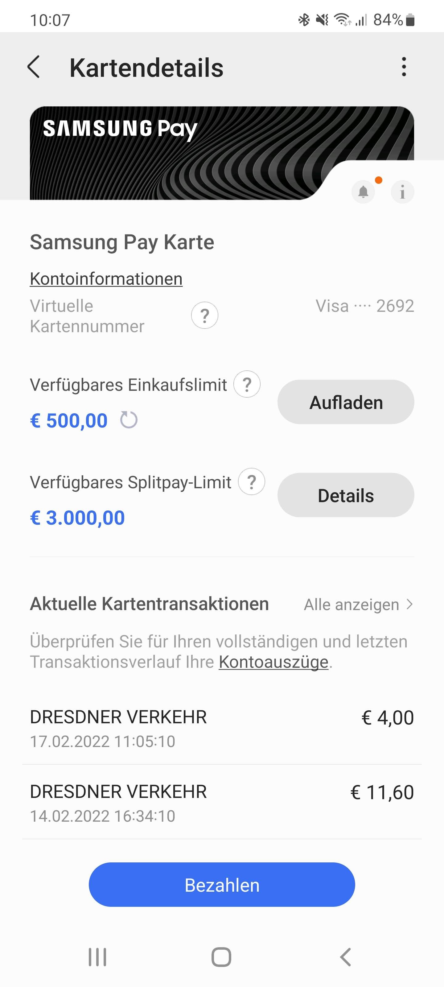 Payer avec Samsung Pay et Galaxy Watch : voici comment cela fonctionne 4 L'application payante sur le smartphone révèle des informations. (Capture d'écran)