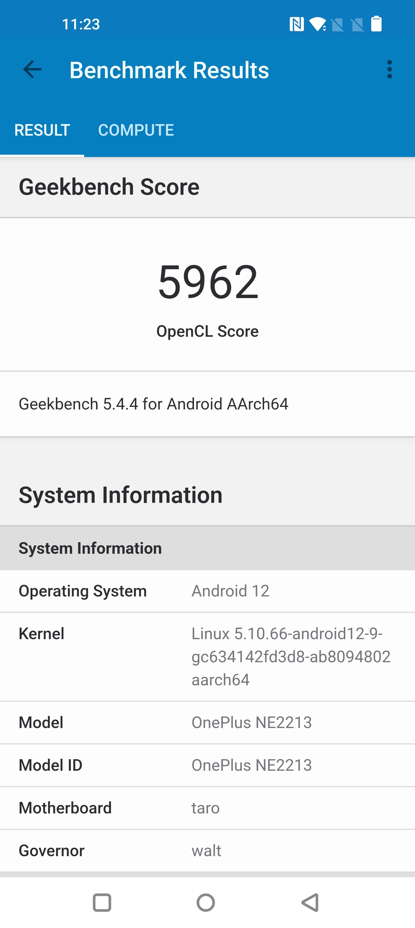 Résultat de référence OnePlus 10 Pro. (Photo: Netcost)