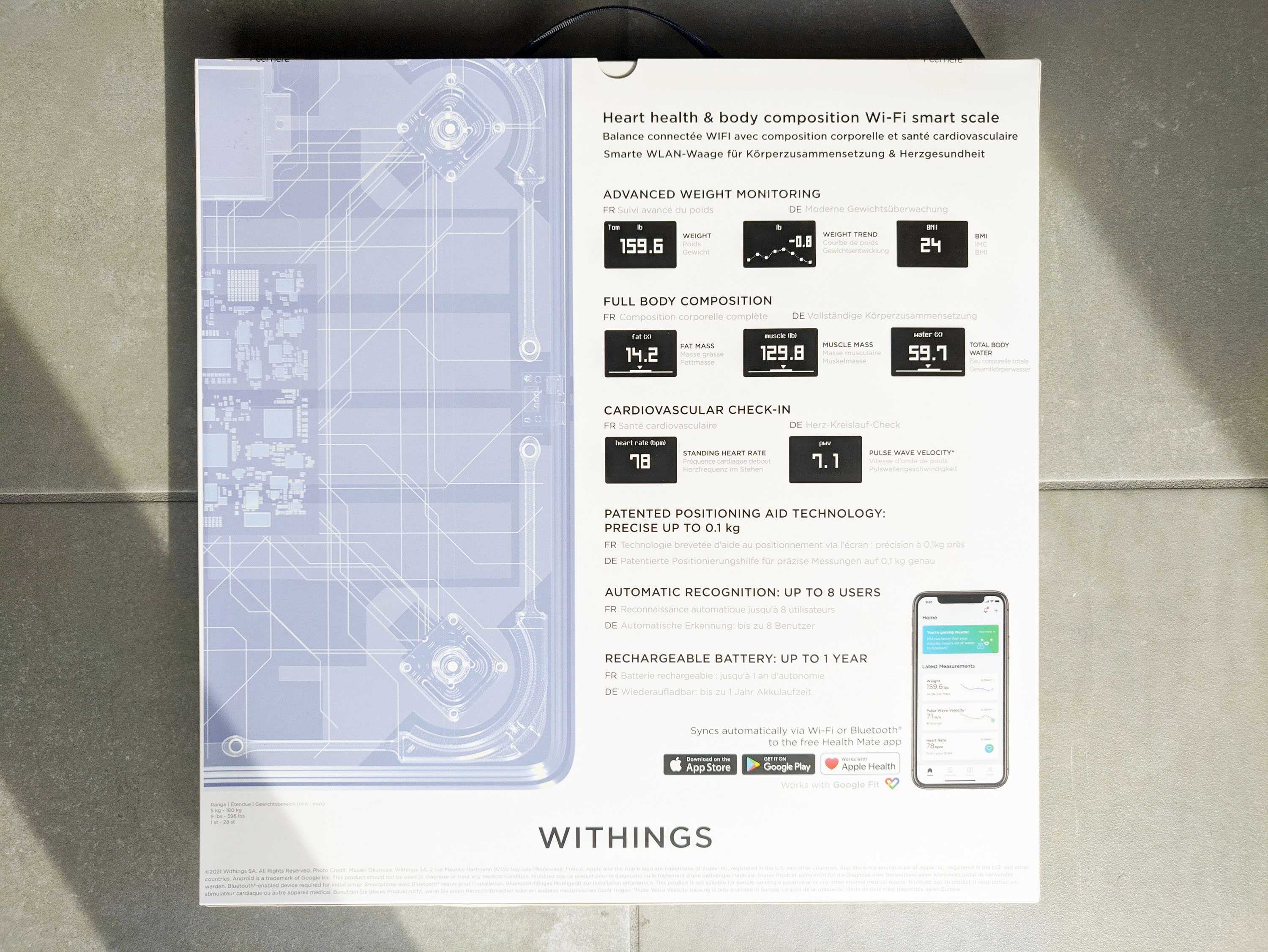 Withings Body Cardio: Test de la balance connectée la plus avancée du monde 3 Withings Body Cardio Packaging Arriere