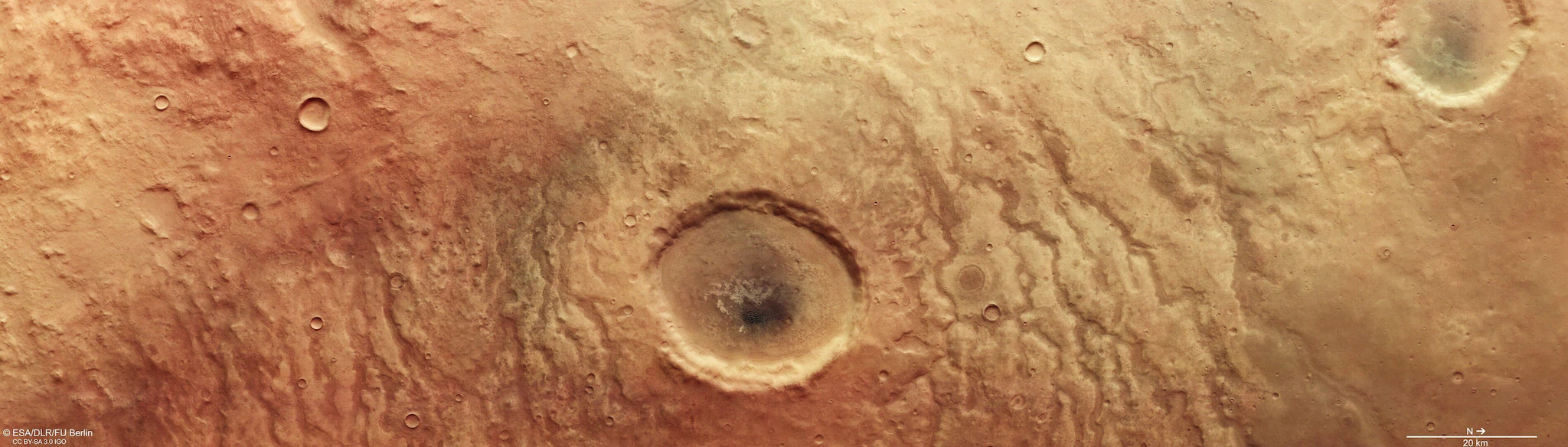 Un cratère géant en forme d'œil immortalisé sur Mars : il était autrefois entouré de rivières 3 Crédit : ESA / DLR / FU Berlin