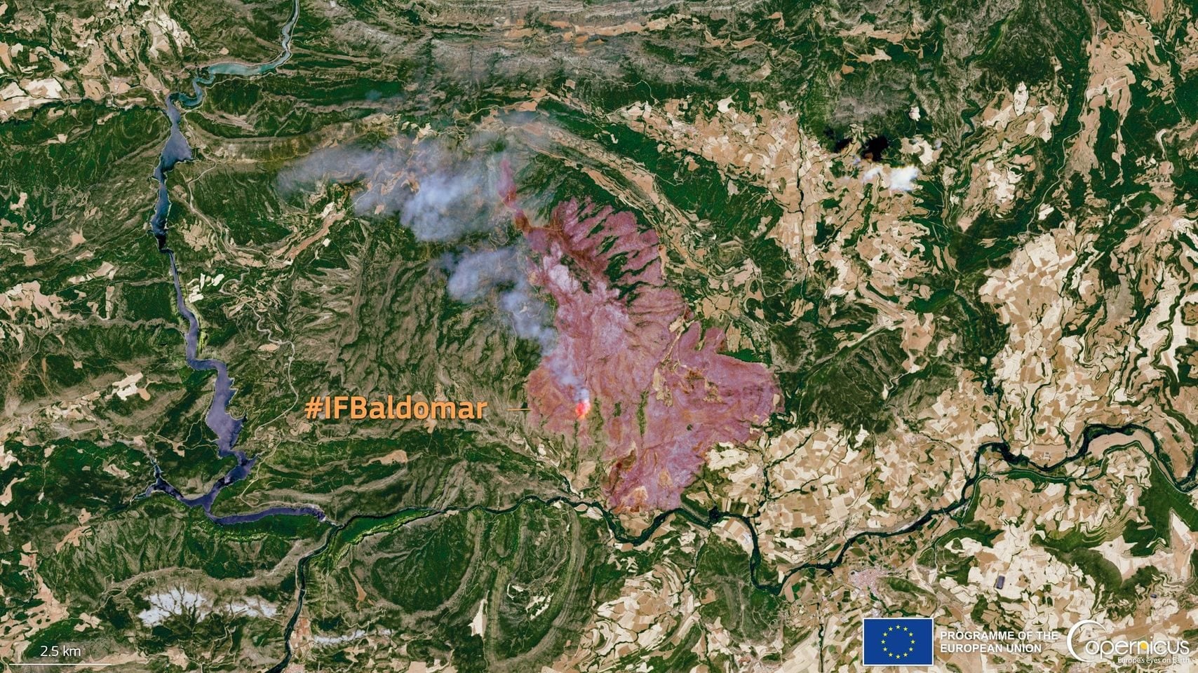 Ces images satellites montrent l'impact dévastateur du changement climatique sur l'Europe 6 Incendie en Catalogne. 1 crédit