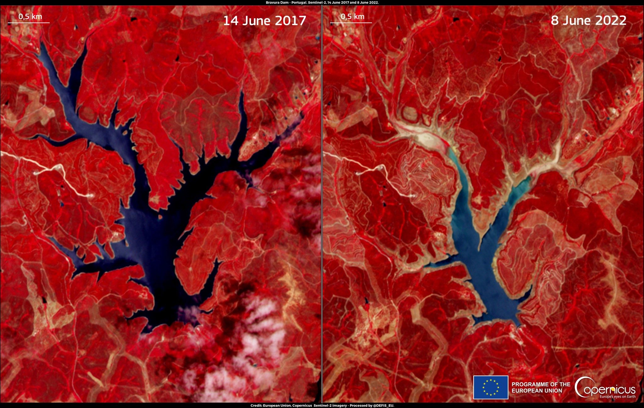 Ces images satellites montrent l'impact dévastateur du changement climatique sur l'Europe 7 Sécheresse au Portugal. 1 crédit