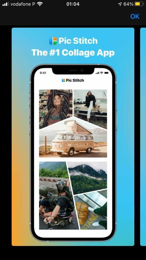 5 applications pour fusionner des photos sur iPhone et iPad 16 App Pic Stitch 1